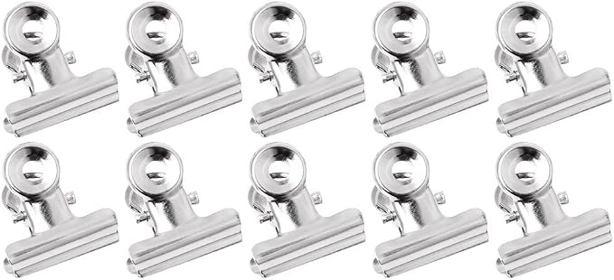 10 Pack 22mm Metal Binder Clips, Small Stainless Steel Bulldog Clamps by Unknown