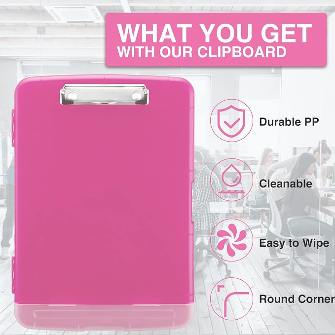 Sooez Clipboard with Storage, Clip Board 8.5 x 11 with Pen Holder, Plastic - Image 4