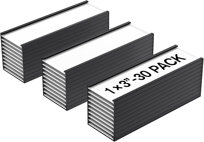 MaxGear 30 Pack C Channel Magnetic Label Holders, 1 x 3 | Magnetic Labels by MaxGear