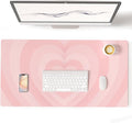 Colorful Star Large Mouse Pad Pink, Girly Desk Mat Aesthetic PU Leather Laptop by ColorfulStar