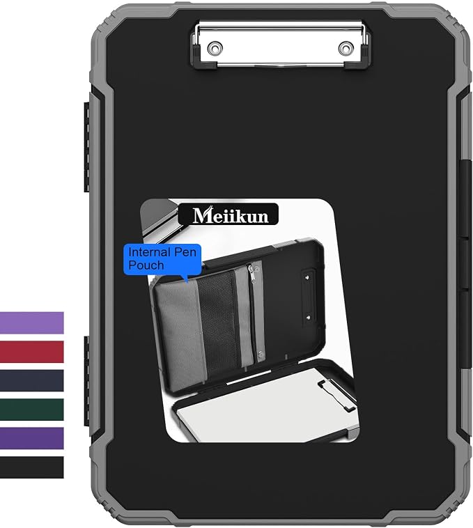 Meiikun Clipboard with Storage, Rugged Shockproof Protective, Internal Pen by Meiikun