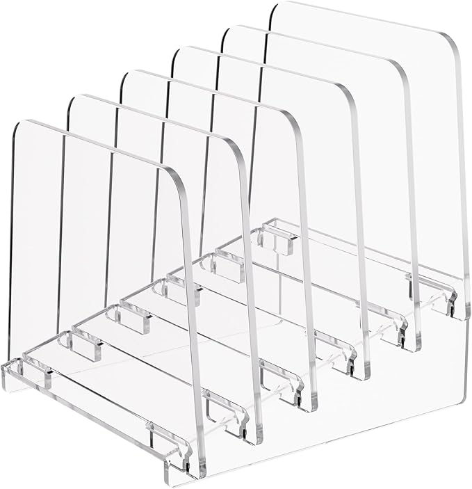 MaxGear Desk File Organizer, 5-Section Vertical Acrylic Filing Folders Holder by MaxGear