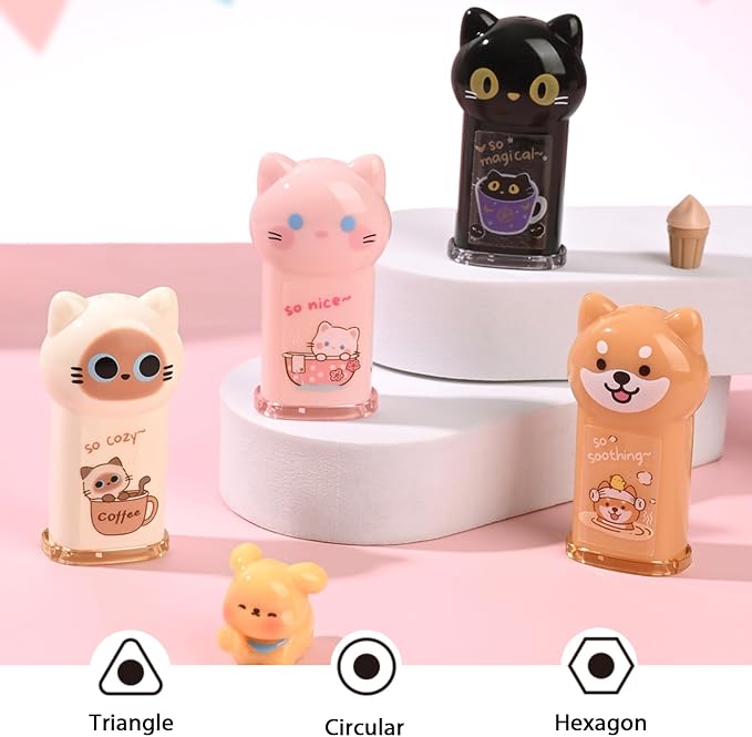 4Pcs Cute Cat Pencil Sharpeners Small Manual Pencil Sharpener Kawaii Stationery - Image 5