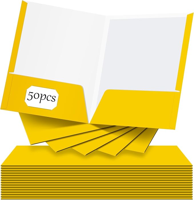 Jutom 50 Pcs 2 Pocket Glossy Paper Folders Glossy Paper Laminated Portfolios by Jutom