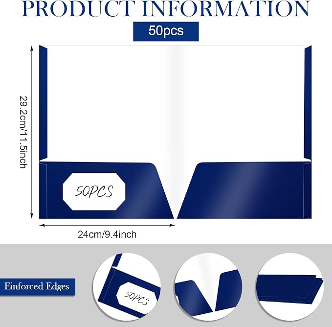 Jutom 50 Pcs 2 Pocket Glossy Paper Folders Glossy Paper Laminated Portfolios - Image 2