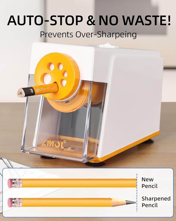 ZMOL Heavy Duty Electric Pencil Sharpener, 6-Hole Classroom Pencil Sharpener - Image 6