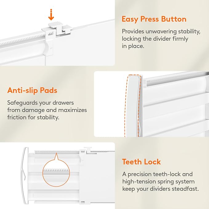 Lifewit 5" High 5 Pack Drawer Dividers, 11.5"-18.5" Adjustable Deep Drawer - Image 7