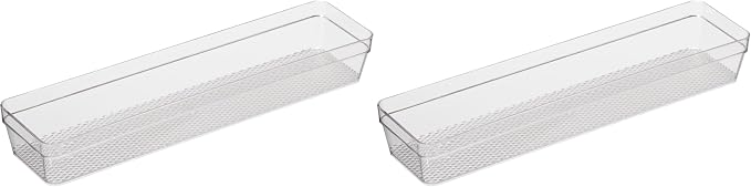 Oggi Clear Drawer Organizer | 3" X 12" | Pack of 2 | by OGGI