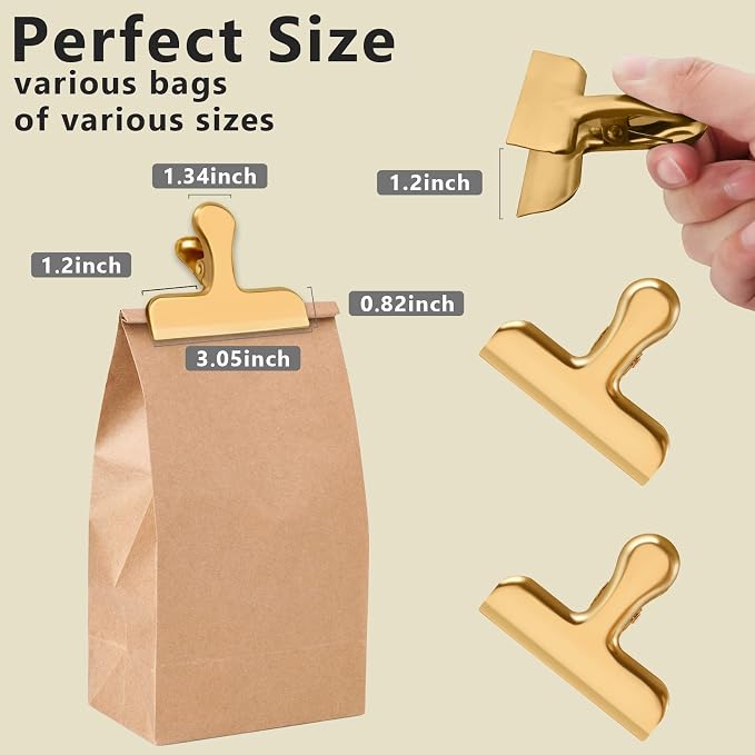 8 Pack 3 Inch Wide Stainless Steel Chip Clips Food Bag Clips Heavy Duty Food - Image 2
