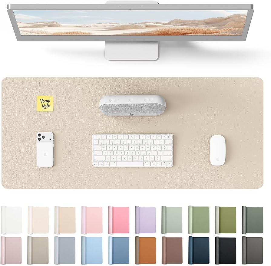 YSAGi Leather Desk Pad Protector, Office Desk Mat, Large Mouse Pad, Non-Slip PU by YSAGi