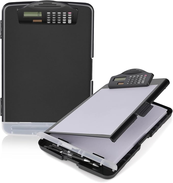 Sunnyclip Clipboard with Storage & Calculator, Heavy Duty Plastic Clip Board by Sunnyclip