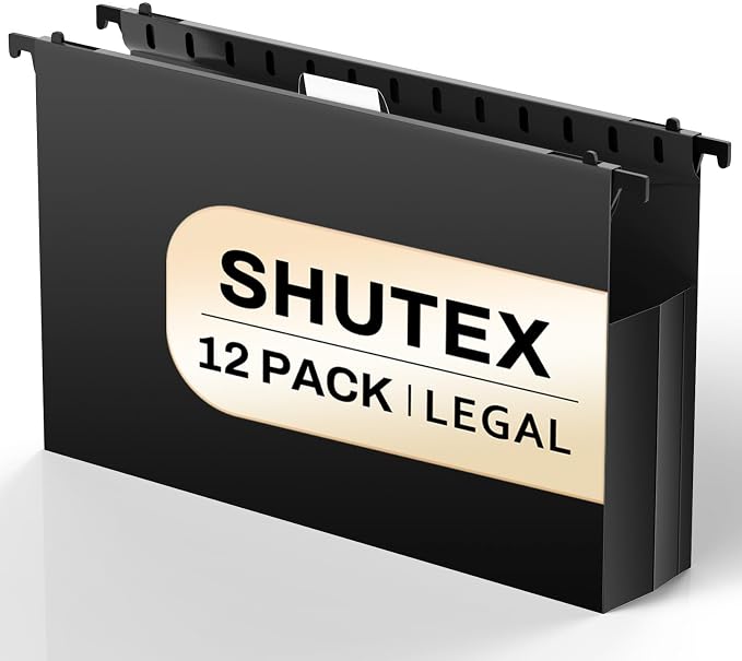 SHUTEX Extra Capacity Legal Size Hanging File Folders, 12 Pack Reinforced by Shutex