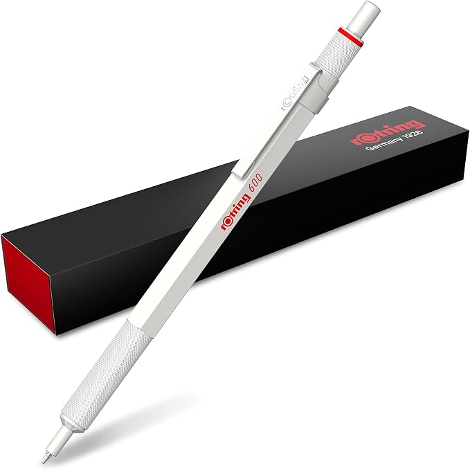 Rotring 600 Metallic Metal Ballpoint Pen, Medium Point, Pearl White Barrel by Rotring