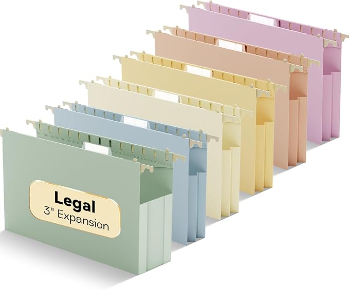 Legal Size Plastic Hanging File Folders Extra Capacity, Legal Expandable Large by NORDUN