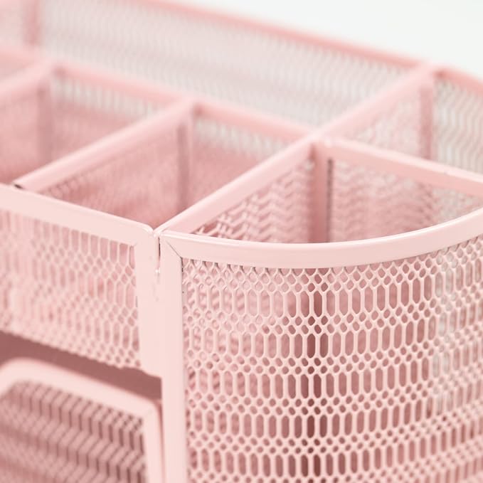BLU MONACO | Pink Desk Organizers Metal Mesh Stationery Holder | Wire Mesh Desk - Image 5