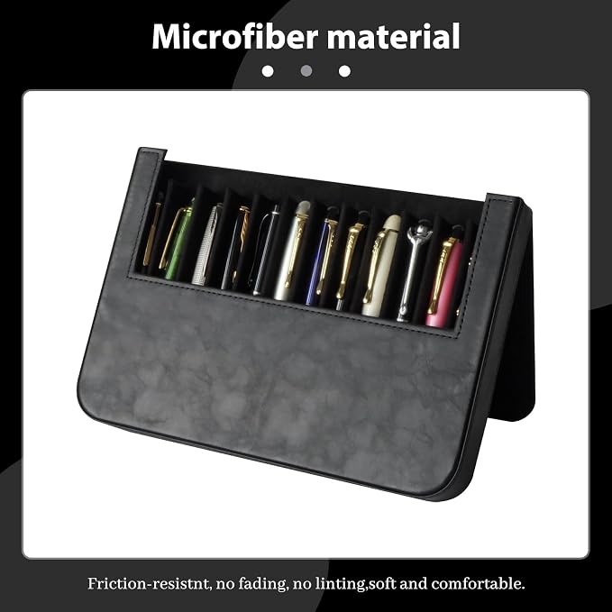 PU Leather Fountain Pen Case, 12-Slot Pen Storage Tray, Organizer Brown | Large - Image 3