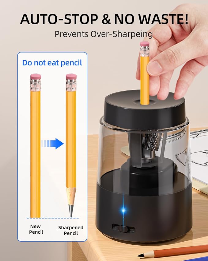 ZMOL Electric Pencil Sharpener, Automatic Pencil Sharpeners Students, Battery - Image 5