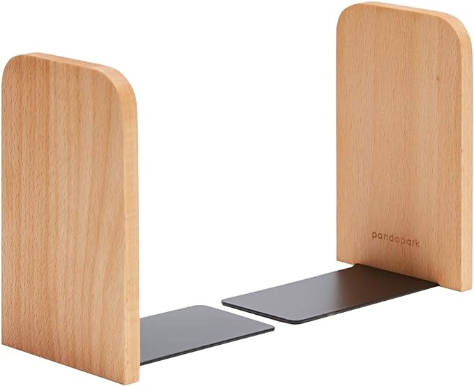 Pandapark Wood Bookends, Non-Skid Bookend by Pandapark