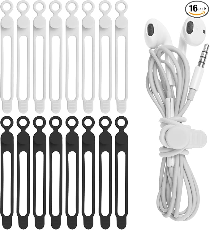 16Pcs 4.2" Silicone Cable Ties Cord Organizer by ELECTRONICSORGANIZATION