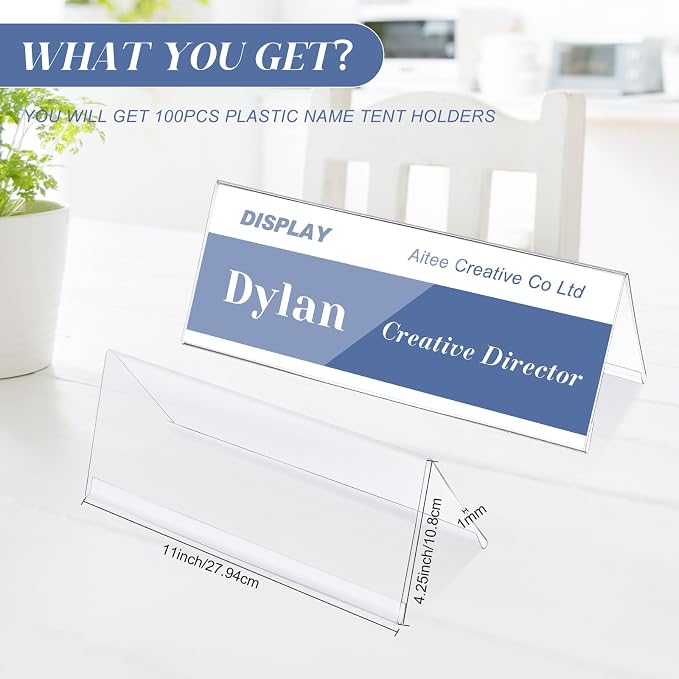 Vicenpal Acrylic Name Plate for Desk, PVC Names Tent Card Holder, Table Sign - Image 2