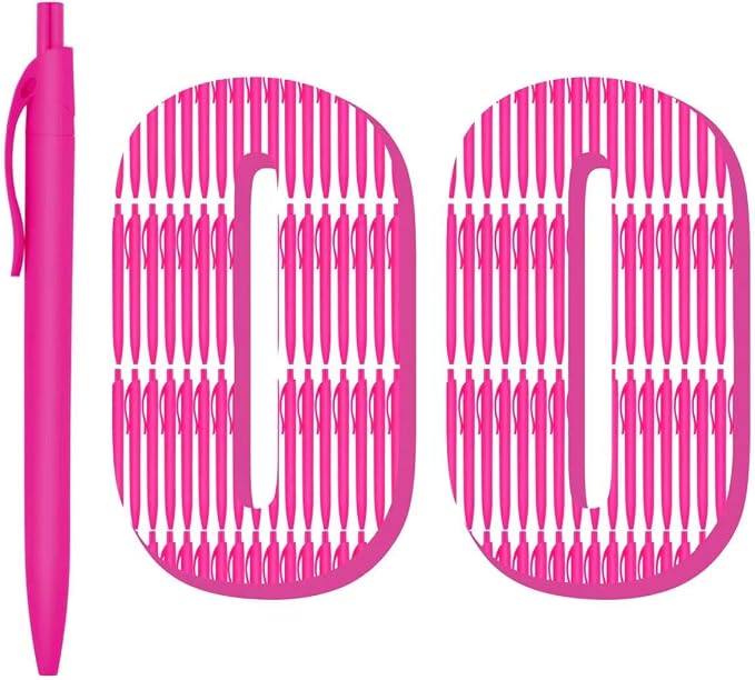 deegtran Pens Bulk, 100 Pack No Bleed Hot Pink Barrel Click Pens, Wholesale by DEEGTRANPENS