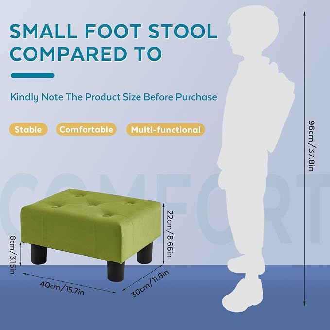 Small Foot Stool Ottoman, Velvet Footstool Ottoman Foot Rest - Image 2
