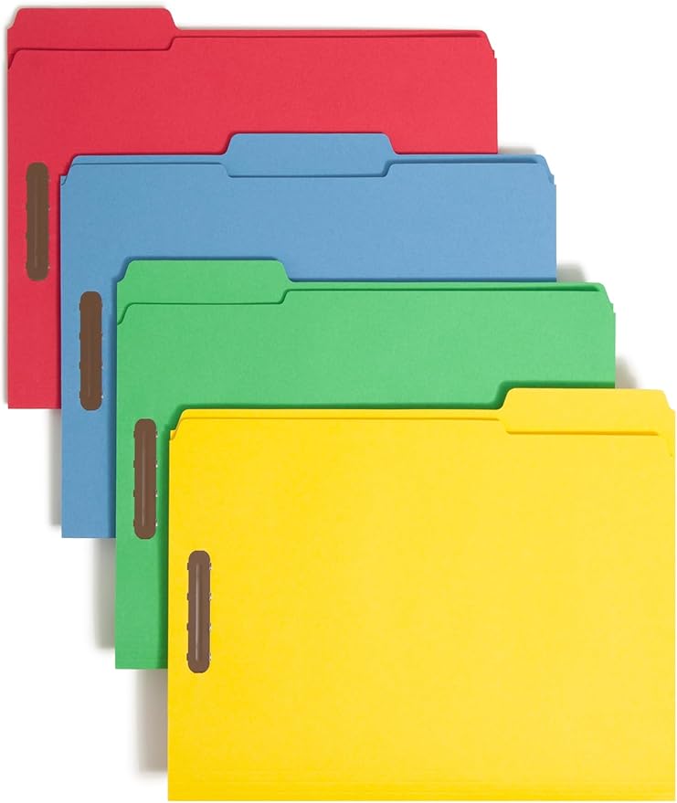 Smead Fastener File Folders, Reinforced 1/3-Cut Tabs, 2 Fasteners, Letter Size by SMEAD