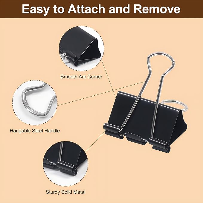 Black Binder Clips Assorted Sizes - Image 7