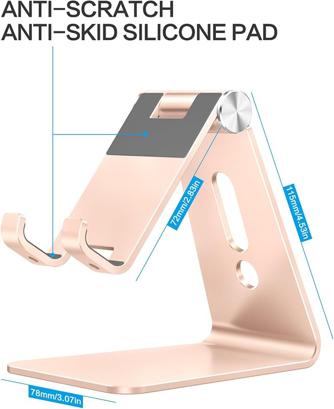 OMOTON Adjustable Cell Phone Stand, C2 Aluminum Desktop Phone Dock Holder - Image 3
