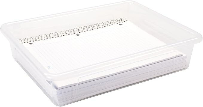 Storex Flat Storage Tray, Letter Size, Unbreakable Clear - Image 4