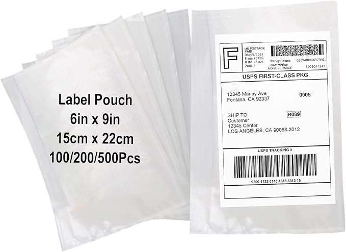 100 Pack-6x9 Shipping Envelopes, Packing List Mailing Envelopes Clear Adhesive by MBLABEL