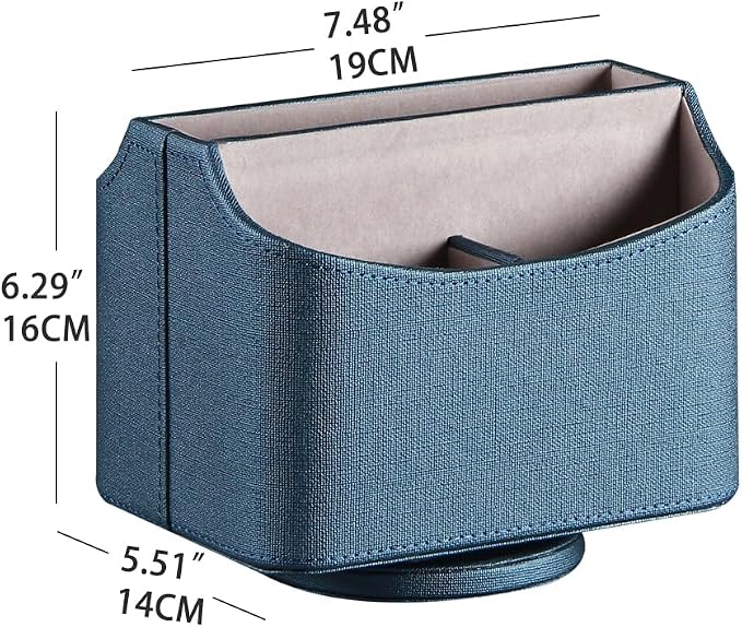 PUSU Remote Control Holder PU Leather 360 Degrees Rotatable Desktop Supply - Image 2