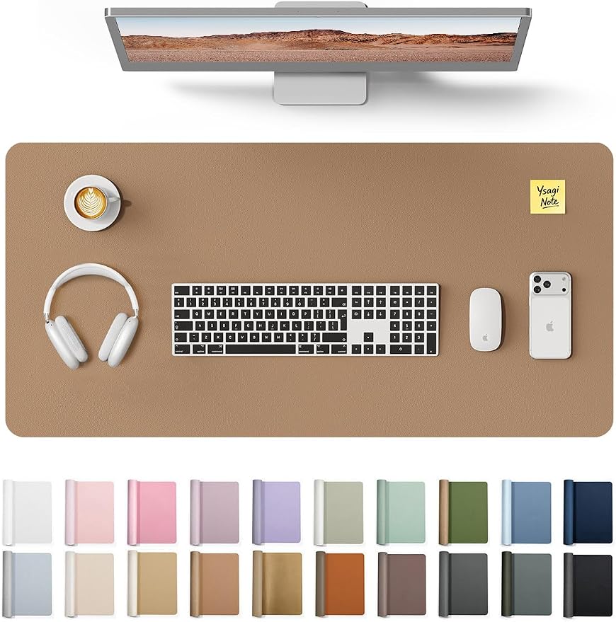 YSAGi Leather Desk Protector, Office Mat, Large Mouse Pad, Non-Slip PU Leather by YSAGi