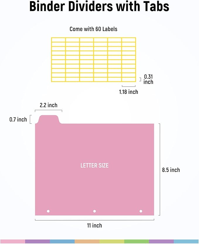 BiuLeon Binder Dividers with Tabs, Plastic Dividers - Image 2