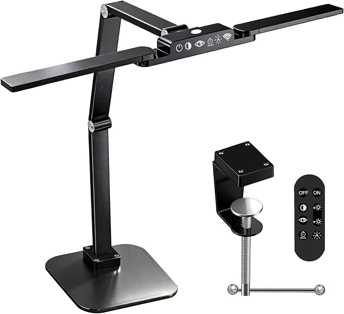 NUNET 24W LED Desk Lamp with 2-in-1 Weighted Base & Clamp, 26.8" Dual Monitor - Image 5