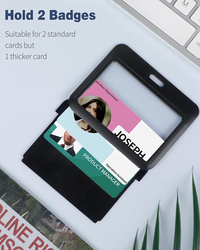 Uniclife 3 Pack Sliding Badge Holder Hard Black Horizontal Plastic Card Case - Image 2