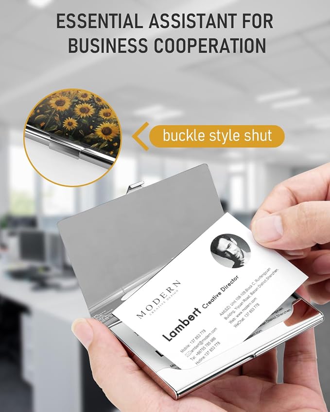 Business Card Metal Slim Organizer, Professional Stainless Steel Square Pocket - Image 5
