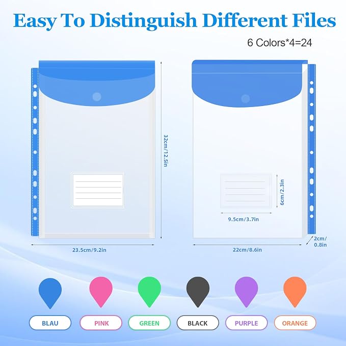 24 Pack Binder Folders with Pockets 11 Holes Expandable Dividers - Image 3