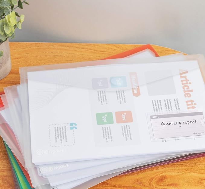 ABSOFINE 25 Pack Transparent Plastic Envelope Folders, A4 Letter Size, 100% - Image 6