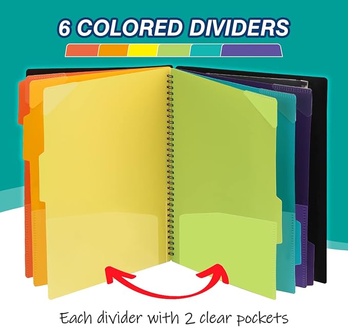 H4D 12 Pocket Poly Project Organizer, Spiral Multi Pocket Folder Organizer - Image 4