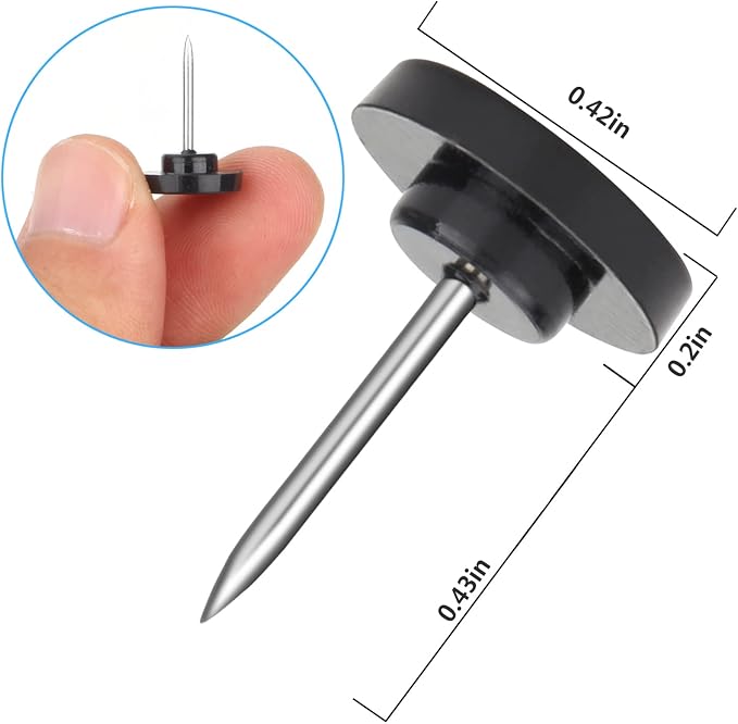 Push Pins 200-count Flat Black Thumb Tacks Steel Point and Plastic Head - Image 3