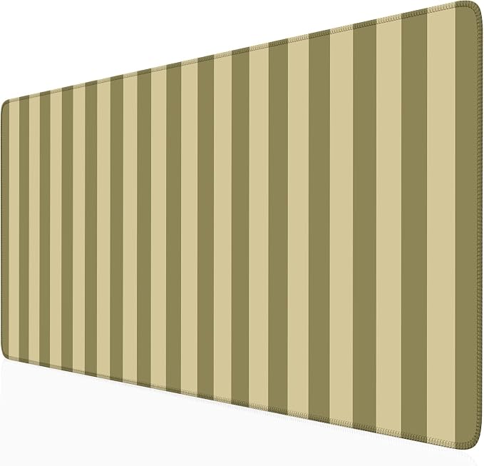 Olive Yellow Striped Desk Mat Cute Pastel XXL Large Gaming Mouse Pad Desk Pad by Nasdalgias