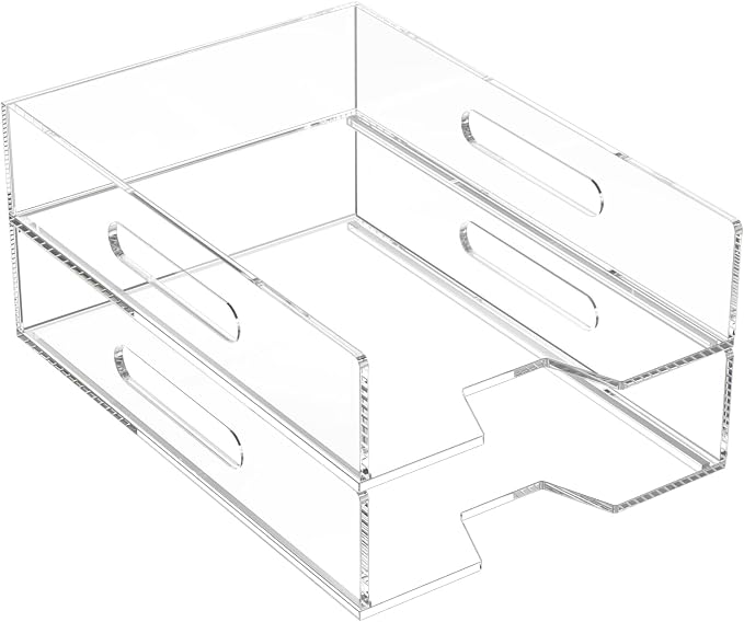 HIIMIEI Paper Organizer for Desk, Acrylic Paper Tray, Office 2 Tiers by HIIMIEI