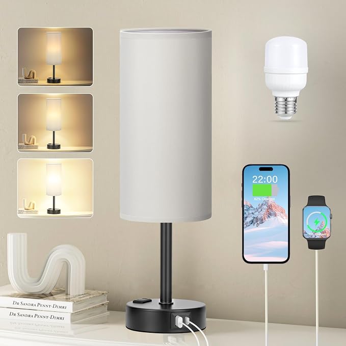 Fenmzee Grey Touch Bedside Lamp by Fenmzeelighting