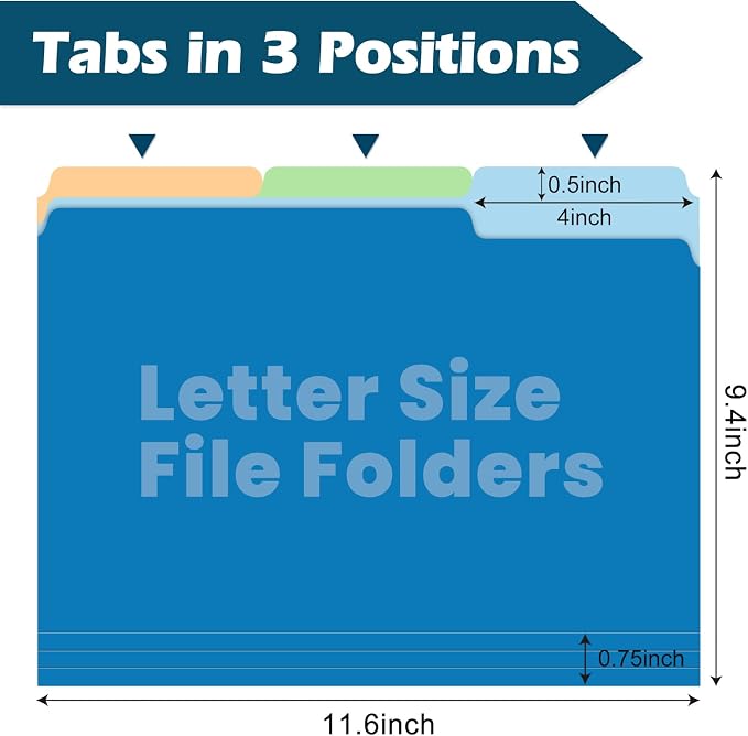 Two-Tone Color File Folders, 15 Pack Letter Size Folders - Image 5