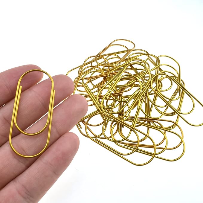 HAHIYO Paper Clips 2 inches Length Gold Wide Paperclips Vinyl Coated Prevent by HAHIYO