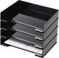 DoubleFill 4 Pcs Stackable Letter Tray Rectangular Plastic Desk Organizer 13 x by DoubleFill