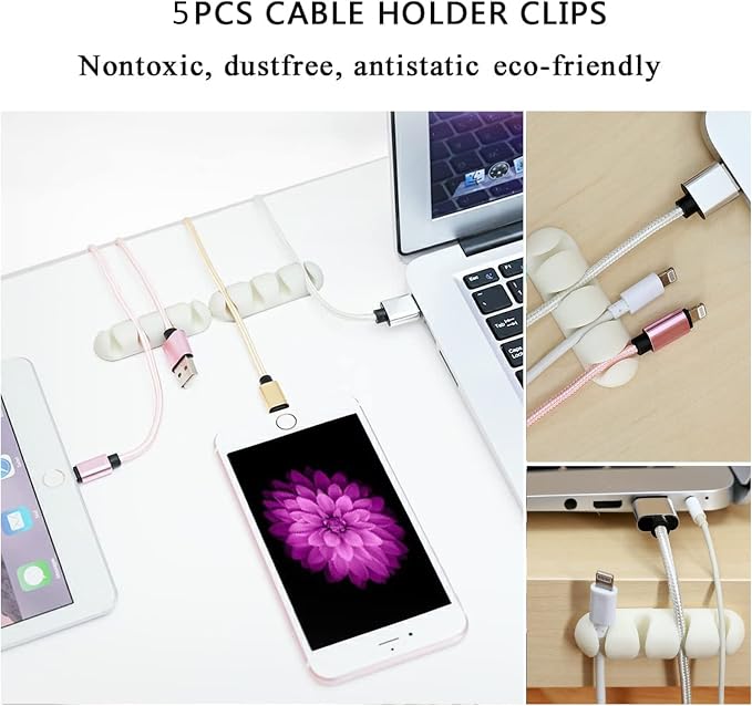 White Cable Management Organizer Kit, 2 Wire Sleeve Protector, 41 Self Adhesive - Image 5