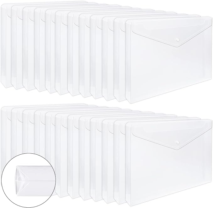 EOOUT 24pcs Plastic Envelope Folders Clear Envelopes, Expandable Folders by EOOUT