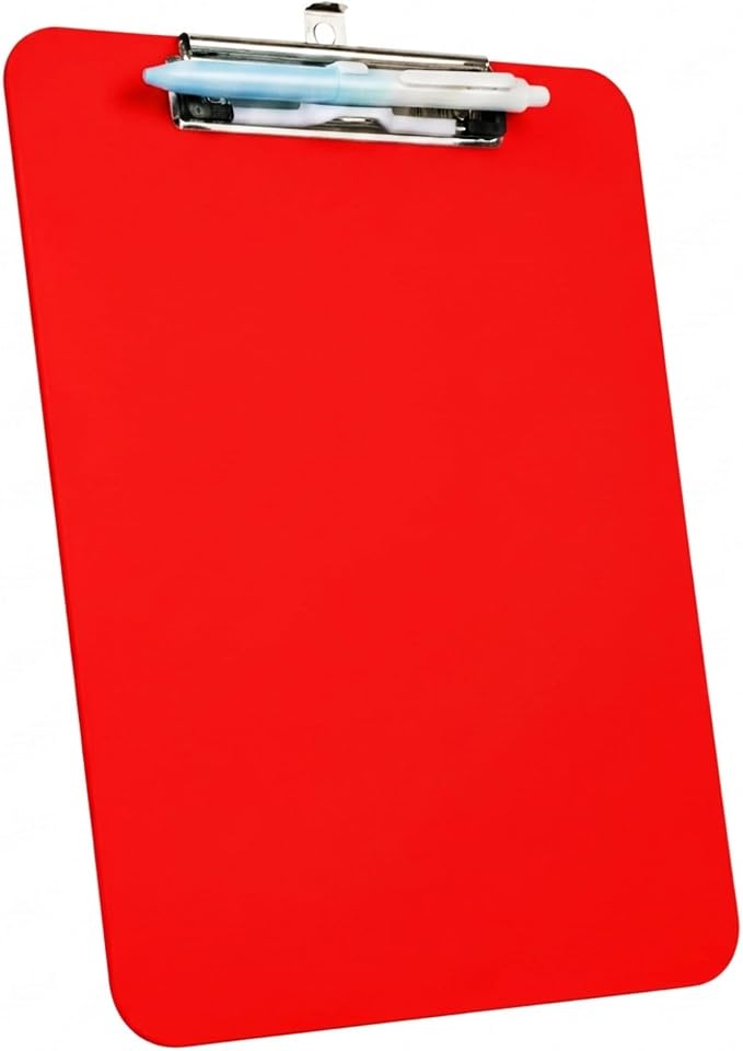 Red Nursing Clipboard with Pen Holder, Plastic Clip Boards 8.5x11 Heavy Duty by TFDLCGzm